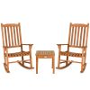 3 Pieces Eucalyptus Rocking Chair Set with Coffee Table