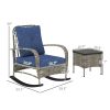 Outsunny 3 Pieces Wicker Patio Furniture Set, Outdoor PE Rattan Rocking Chairs with Coffee Table, Cushions for Porch, Garden Gray