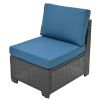 10 Piece PE Rattan Patio Furniture Set, Sectional Sofa Set, Outdoor Patio Furniture Set With Cushions & Tempered Glass Coffee Table