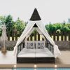 Outdoor Daybed Patio Lounge Bed with Adjustable Backrest Outdoor Double Sun Lounger with Curtains, 4 Pillows for Garden Patio Poolside Balcony Beach,