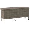 Patio Storage Box with Wheels Gray 63"x21.7"x29.5" Poly Rattan
