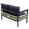 U_Style Multi-person Outdoor Iron Sofa Set with A table, Rattan Decoration, Waterproof, Rust-proof, Suitable for Garden, Lawn Use