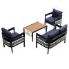 U_Style Multi-person Outdoor Iron Sofa Set with A table, Rattan Decoration, Waterproof, Rust-proof, Suitable for Garden, Lawn Use