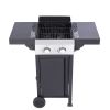 2-Burner Propane Gas BBQ Grill, Pizza Box, 24600BTU Output With Wire Enamel Cooking Grids For Outdoor Barbecue, Foldable Side Table, Hanging Basket, S
