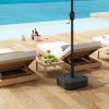 Square Patio Umbrella Base Holder, Heavy Duty Outdoor Umbrella Stand Base, Filled Up to 55lbs with Stand or 44lbs with Water for Garden, Poolside, Bla