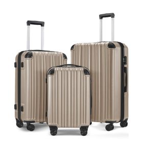 3-piece Luggage Set with TSA Lock & Double Spinner Wheels, Expandable Design for Large Storage,Champagne