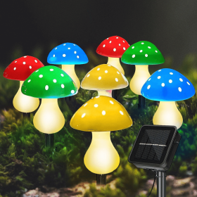 8 Pack Solar Mushroom Lights, Outdoor Solar Garden Lights, 23ft 8 Modes Solar Powered Mushroom Lamp for Patio Yard Decoration (Multicolor)