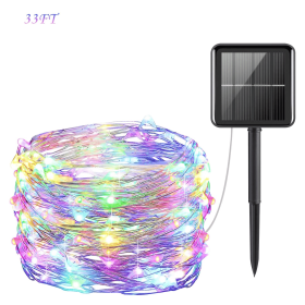 33 FT 100 LED Outdoor Solar String Lights, Waterproof Solar Fairy Lights for for Garden Patio Yard Decorative (Multicolor)