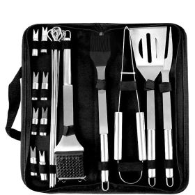 20 Piece Heavy Duty BBQ Grill Tool Set Grill Gift for Outdoor Cooking Camping (a: a)