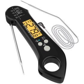 Folding 	Waterproof and Heat Resistant Kitchen Food Thermometer Electronic Barbecue Thermometer (Color: Black)