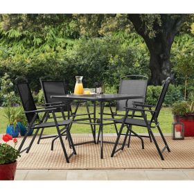 5-Piece Outdoor Living Dining Set (Color: Black)
