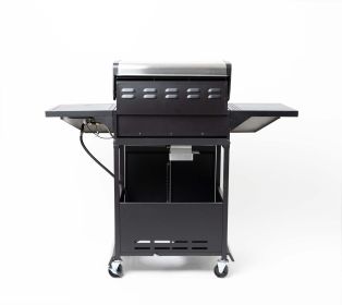 Propane Grill 3 Burner Barbecue Grill Stainless Steel Gas Grill with Side Burner and Thermometer for Outdoor BBQ;  Camping (Color: Silver)