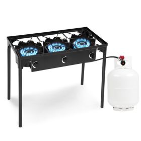 225; 000-BTU Portable Propane 3 Burner Gas Cooker (Color: Black)