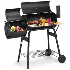 Outdoor BBQ Grill Barbecue Pit Patio Cooker (Color: Black)