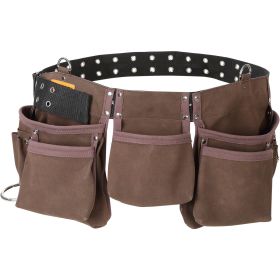 VEVOR 13 Pockets Tool Belt, Adjusts from 29 Inches to 54 Inches, Leather Heavy Duty Tool Pouch Bag with Dual Hammer Loops, Tool Bag for Electrician (Material: Faux Suede Leather)