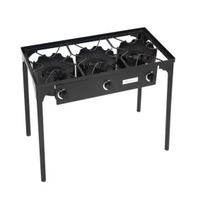 225,000-BTU Portable Propane 3 Burner Gas Cooker (Color: Black)