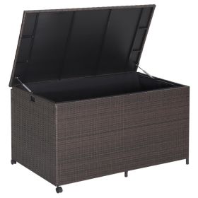 133 Gallon Outdoor Wicker Storage Box with Zippered Liner (Color: Mix brown)