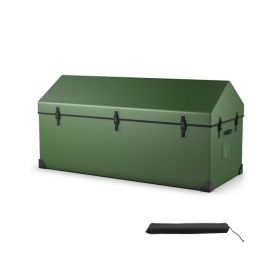 Waterproof Outdoor Storage Box with Ventilated Window, Adjustable Snap (Color: Green)
