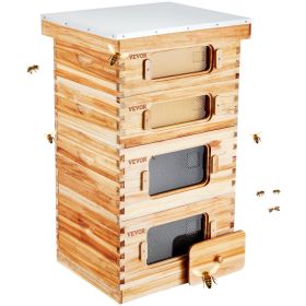 VEVOR Bee Hive 40 Frame Bee Hives Starter Kit, Beeswax Coated Cedar Wood, 2 Deep + 2 Medium Bee Boxes Langstroth Beehive Kit (Number of Boxes: Deep Box x 2+ Medium Box x 2)