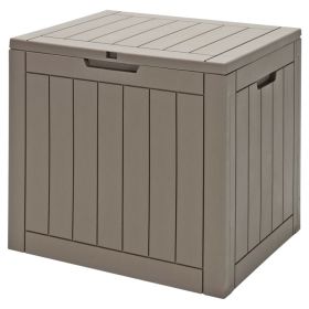 30 Gallon Deck Box Storage Seating Container (Color: Light Brown)