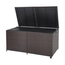 175 Gallon Outdoor Storage Box with Universal Wheels and Zippered Liner (Color: Mix brown)