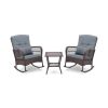 3 Pieces Rocking Bistro Set with 2-Tier Coffee Table
