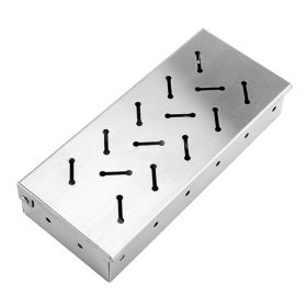 BBQ Grill Smoker Box (Color: Stainless Steel)