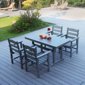 5 Piece HDPE Patio Outdoor Furniture Set for 4, Dining Table and Chairs,51'' Outdoor Dining Table , Outdoor Dining Set for Garden, Backyard, Lawn (Color: as Pic)