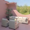 7-Piece Patio Furniture Set, All-Weather Boho Outdoor Conversation Set Sectional Sofa with Water Resistant Grey Thick Cushions