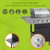 Propane Grill 3 Burner Barbecue Grill Stainless Steel Gas Grill with Side Burner, 37,000 BTU Outdoor Cooking, Patio, Garden Barbecue Grill