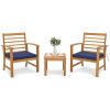 3 Pieces Outdoor Furniture Set with Soft Seat Cushions