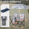 Portable Folding Picnic Double Chair with Umbrella, Table & Cooler â€“ Beach Camping Chair, Red/Gray Palm Tree Design