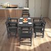 7 Piece HDPE Patio Outdoor Furniture Set for 6, Dining Table and Chairs,51'' Outdoor Dining Table , Outdoor Dining Set for Garden, Backyard, Lawn