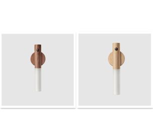 Auto LED USB Magnetic Wood Wireless Night Light Corridors Porch Lights PIR Motion Sensor Wall Light Cabinet Lamp (Option: SET1)